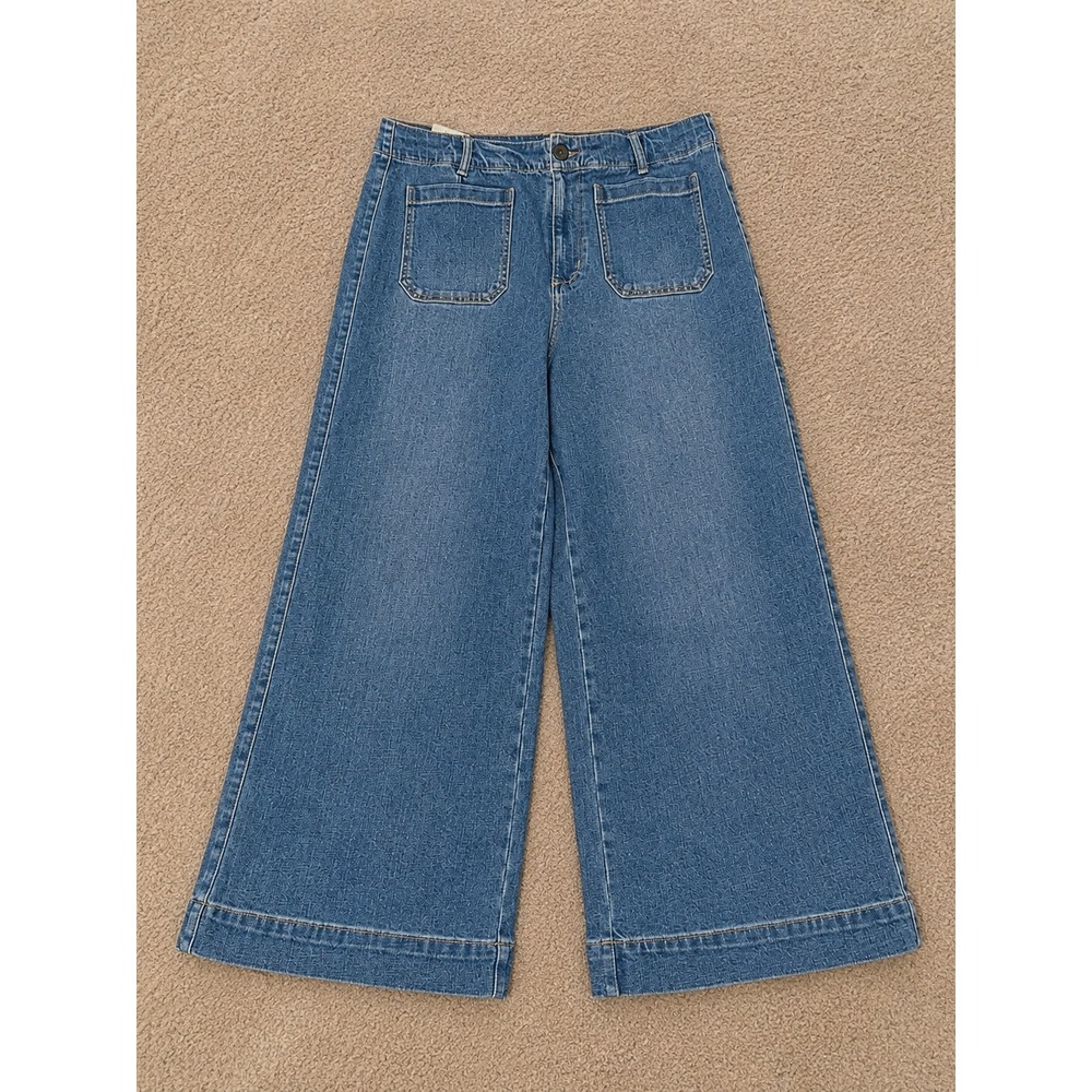 Scotch & Soda Amsterdam Womens Wide Leg Crop Jeans Blue High Rise Size 16 NEW